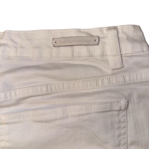 Soft Surroundings White Embroidered Capri Pants Plus Size 14P – Floral Lace Hem - Picture 5 of 8